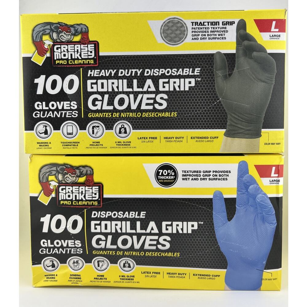 Grease Monkey Heavy Duty Disposable Nitrile Gloves, 100ct, 6Mil, Size Large Blue